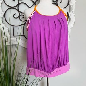 LANDS’ END Size 20W Tankini Swimsuit Top with Attached Bra - Blouson Sty…